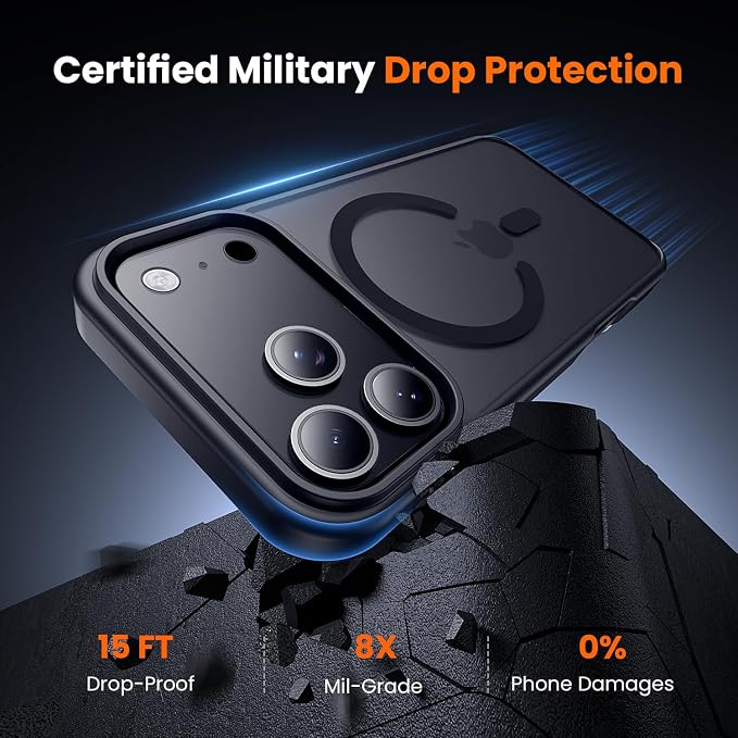 toushion 3 in 1 for iPhone 17 Pro Case Matte Black, Fits MagSafe, Screen - Image 3