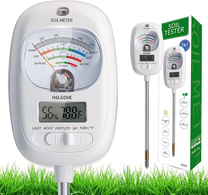 HSLGOVE Soil Test Kit, 7-in-One Soil Moisture Meter/Soil PH Meter/Fertility by HSLGOVE