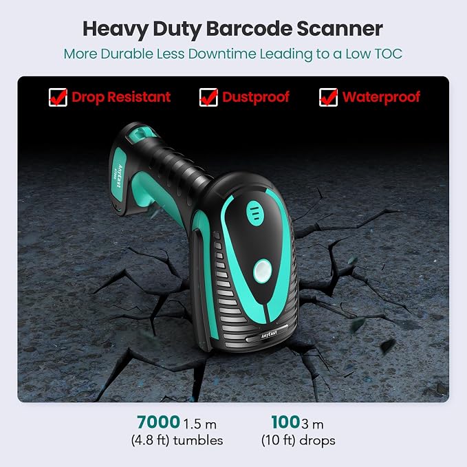 Wireless Barcode Scanner with Stand, Industrial 1D 2D QR Bluetooth Barcode - Image 2