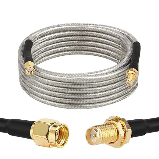 RP-SMA Male to RP-SMA Female Bulkhead Cable 10FT, RG58 Coaxial Cable by XRDS-RF