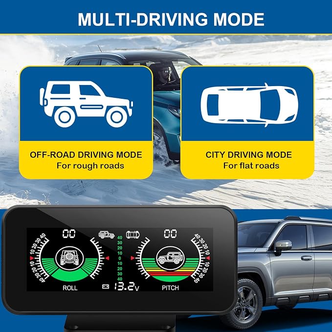 Car Inclinometer for Off-Road Driving, Upgrade Vehicle Level Tilt Gauge HUD for - Image 4