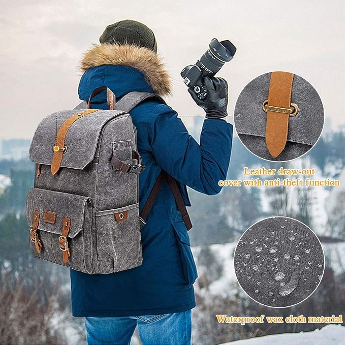UBAYMAX Camera Backpack, DSLR SLR Waterproof Canvas Camera Bags Rucksack 15.6 - Image 7