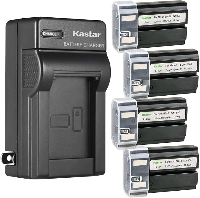 Kastar 4-Pack EN-EL1 Battery and AC Wall Charger Replacement by Kastar