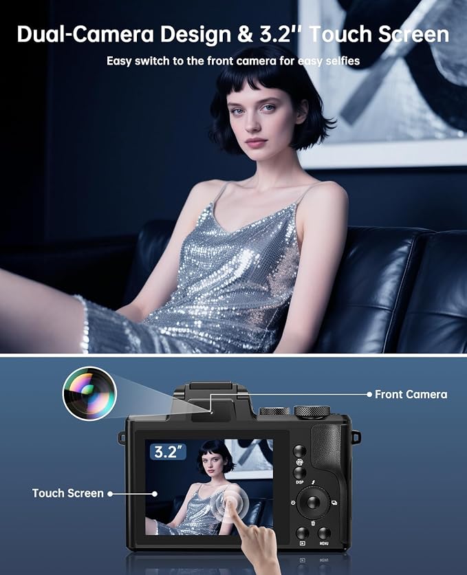 XNSIAKXA 8K Digital Cameras for Photography Autofocus 88MP WiFi Professional - Image 4