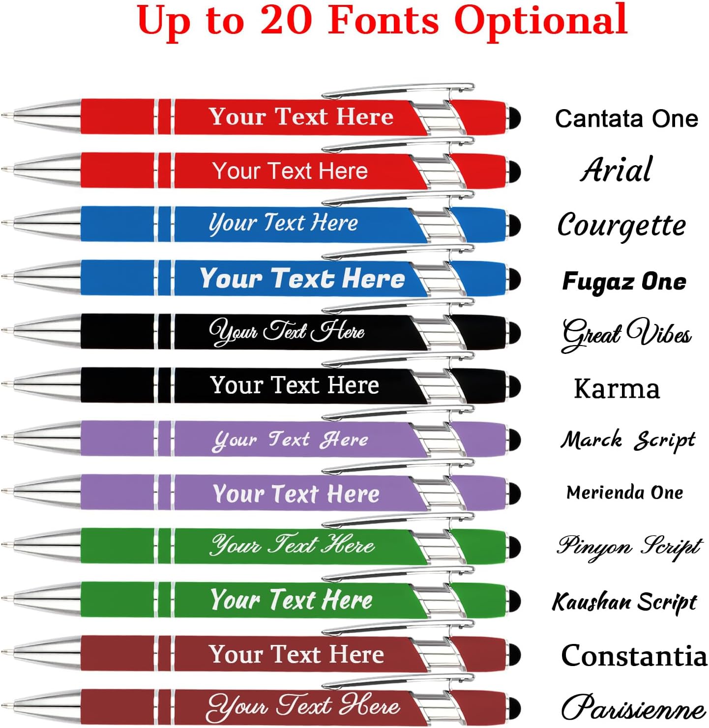 Personalized Pens with Name Logo or Message, Up to 1200 pcs Bulk Custom Metal Ballpoint Pen with Black Ink Customized Gift for Business, Graduation and Promotions (Assorted)