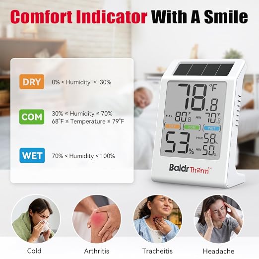 BaldrTherm Room Thermometer Indoor Humidity Meter Solar Powered - Image 6