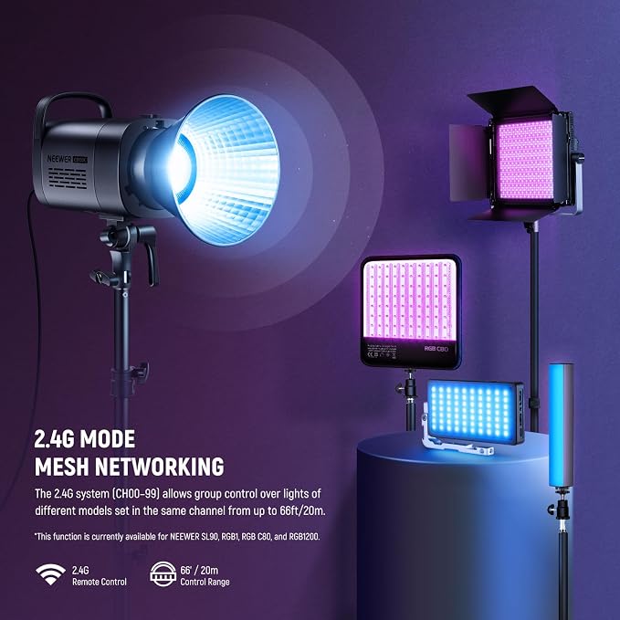NEEWER CB100C 130w RGB LED Video Light, APP/2.4G Control 360° Full Color - Image 6