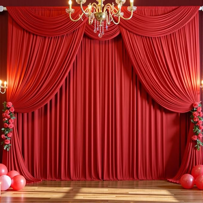 20ftx12ft Wrinkle Free Red Backdrop Curtains - Image 7