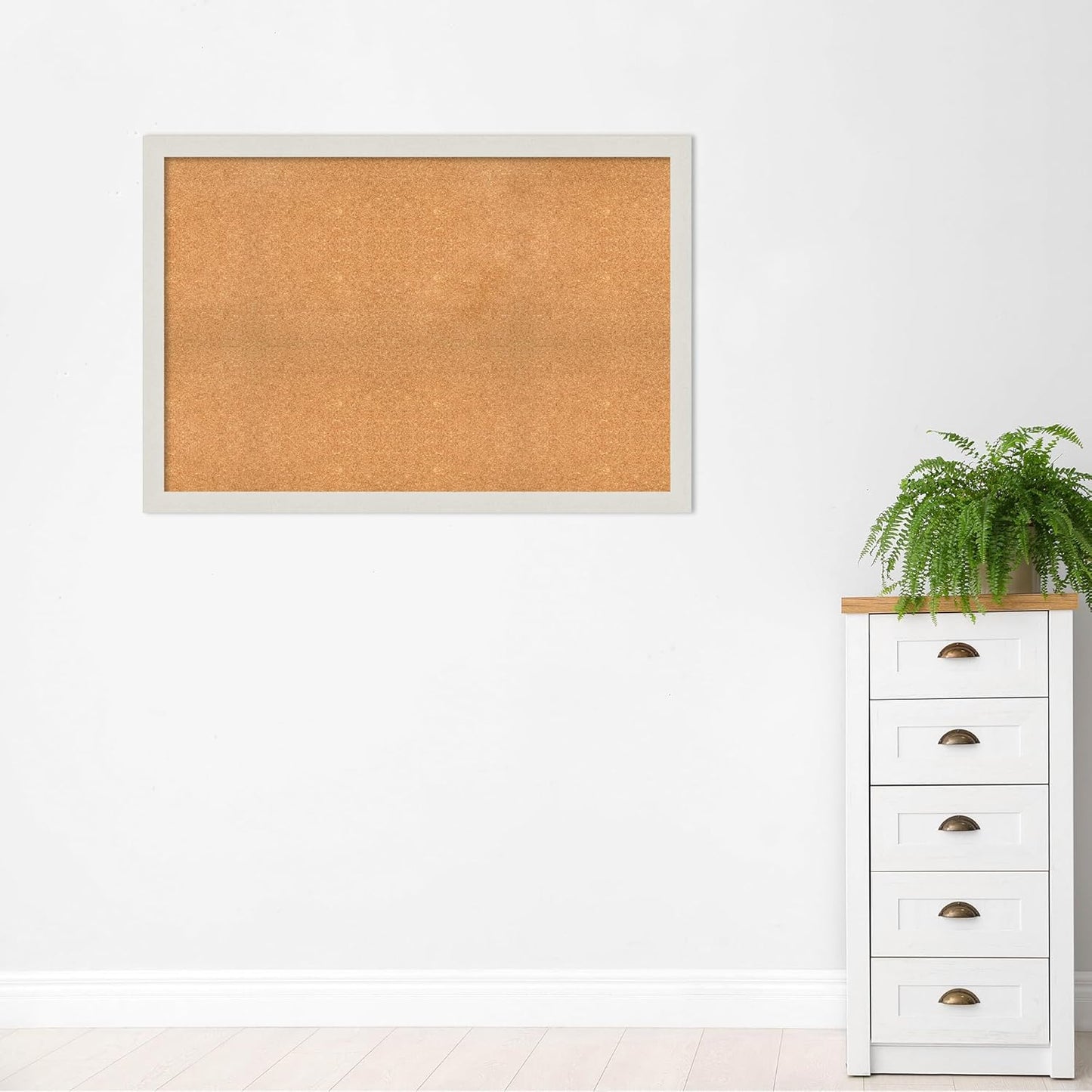Amanti Art Natural Cork Board for Wall, 35x51 Vision Board with White Frame, Oversize Corkboard Office Decor for Home Organization, Country Rustic Corkboard Pinboard to Display Items for Home