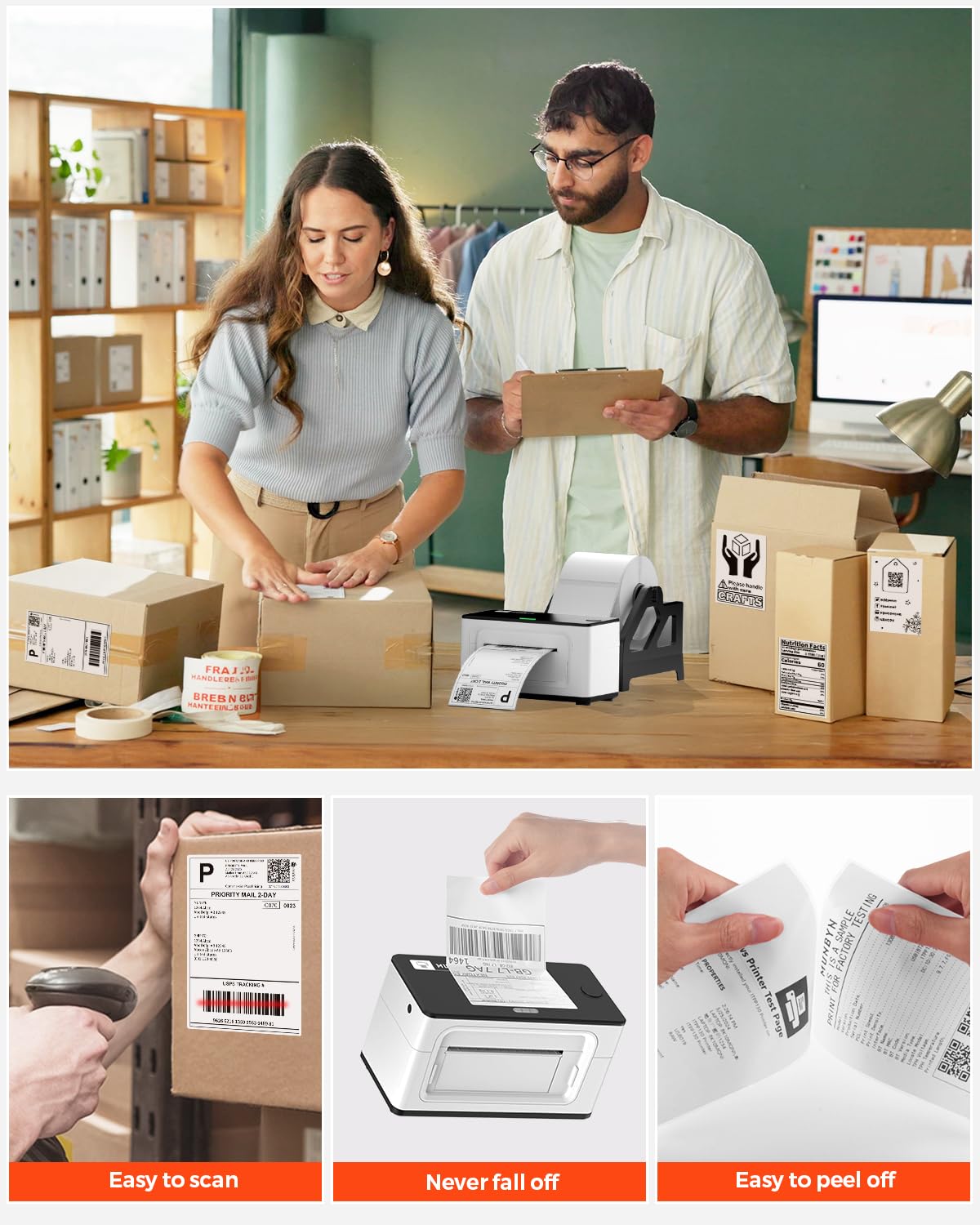MUNBYN Thermal Direct Shipping Labels, 4x6 Labels for Thermal Printer, 500 Sheets/1 Rolls, Commercial Grade