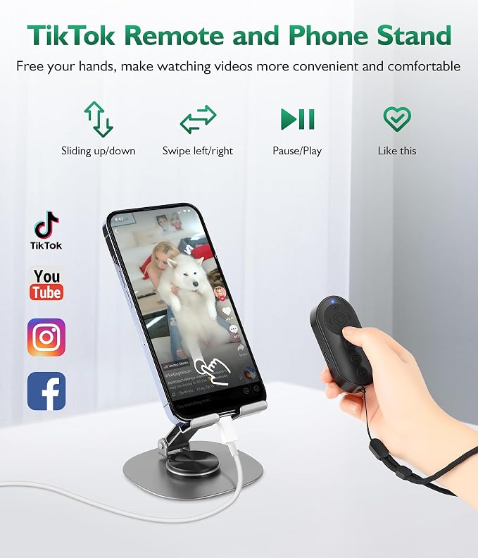 Phone Stand with Remote Wireless Remote Control, Phone Camera Remote Shutter - Image 4