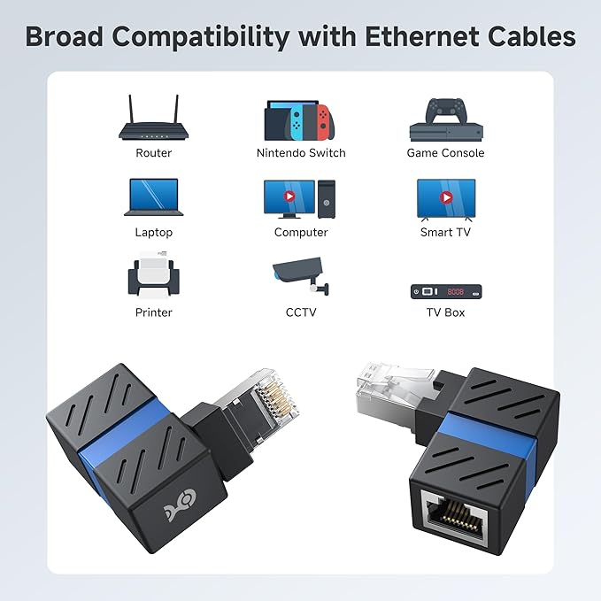 Cable Matters 2-Pack 10Gbps 360° Rotatable Cat 6A Right Angle Ethernet Adapter - Image 7