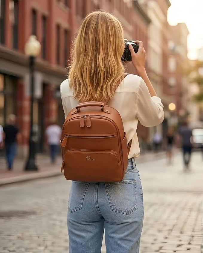 Small Camera Backpack, Classic PU Leather - Image 2