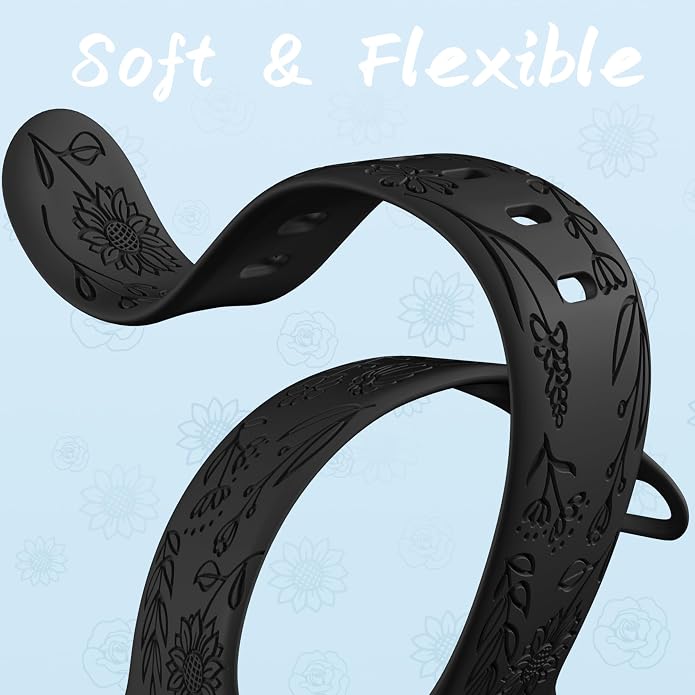 SNBLK 6 Pack Floral Engraved Bands Compatible - Image 5