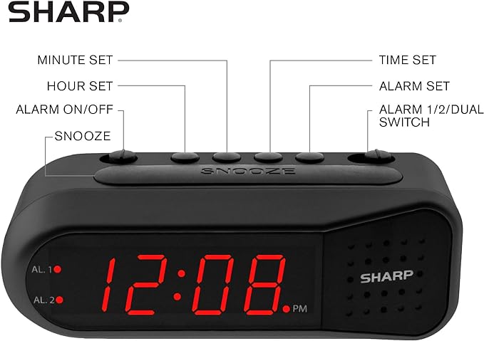 Sharp Easy-Set Digital Alarm Clock - Image 3
