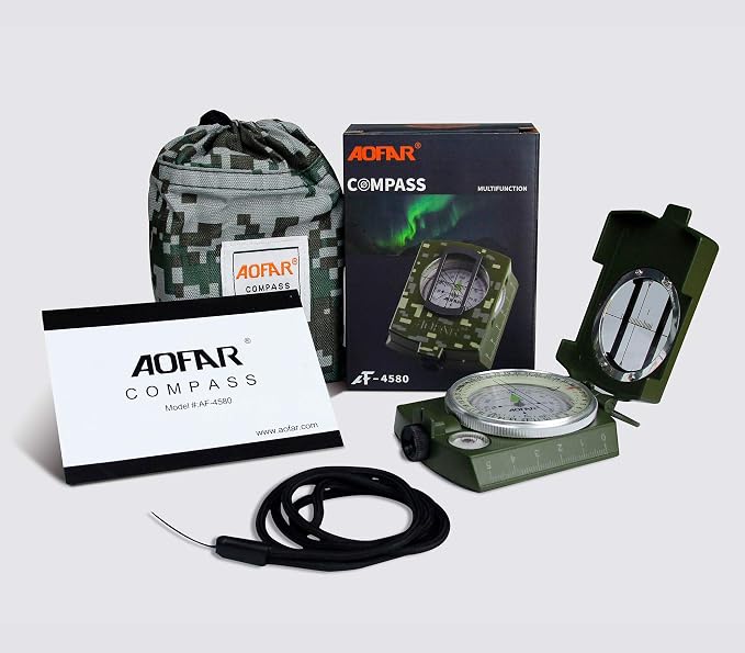 AOFAR Military Compass, AF-4580 Lensatic Sighting, Waterproof and Shakeproof - Image 6