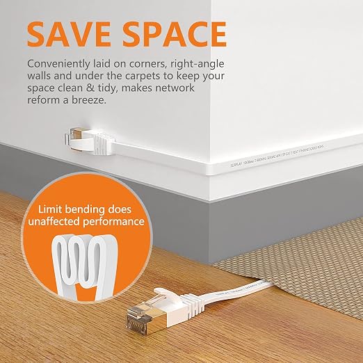 Cat7 Ethernet Cable 100FT-White-10Gbps High Speed Ultra Slim Outdoor&Indoor - Image 4
