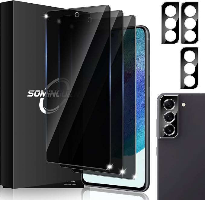 3+3 Pack for Samsung Galaxy S21 FE 5G Privacy Screen Protector & Phone Camera by SOMINGUIZN