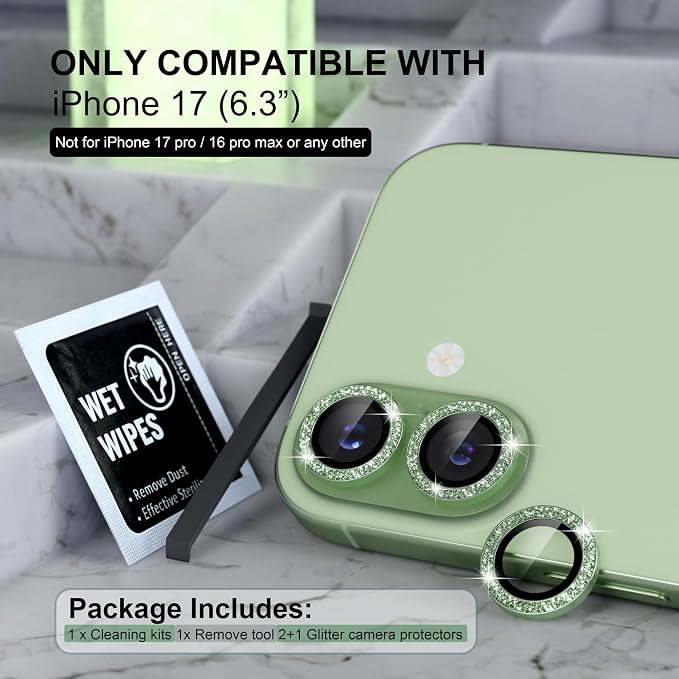 Choiche Compatible for iPhone 17 Camera Lens Protector Bling, 9H Tempered Glass - Image 2