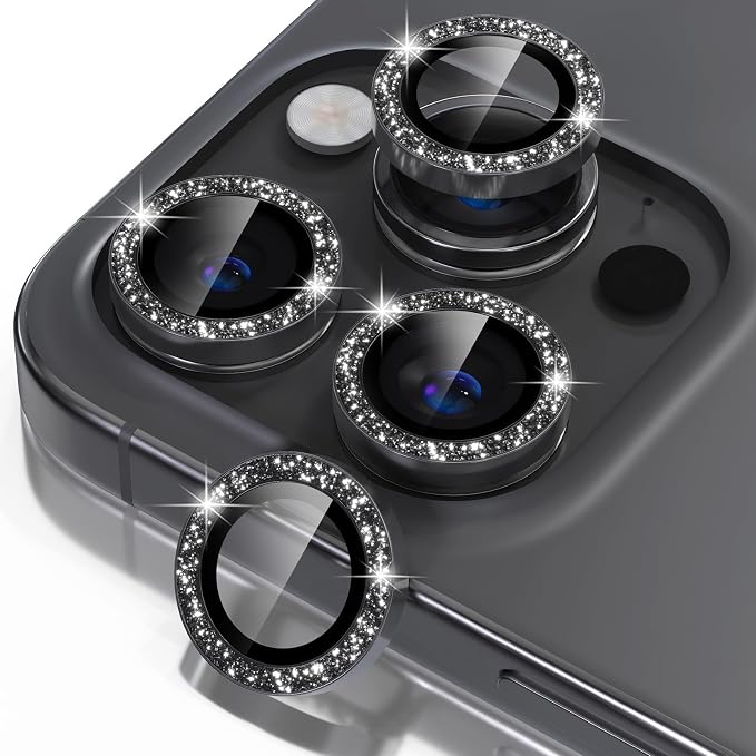 Misea Compatible for iPhone 16 Pro/iPhone 16 Pro Max Camera Lens Protector Bling by Misea