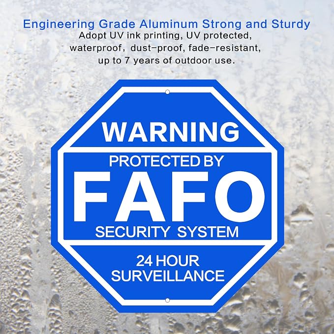 2Pack 10'' x 10'' Protected by FAFO Reflective Funny Security Sign, - Image 3