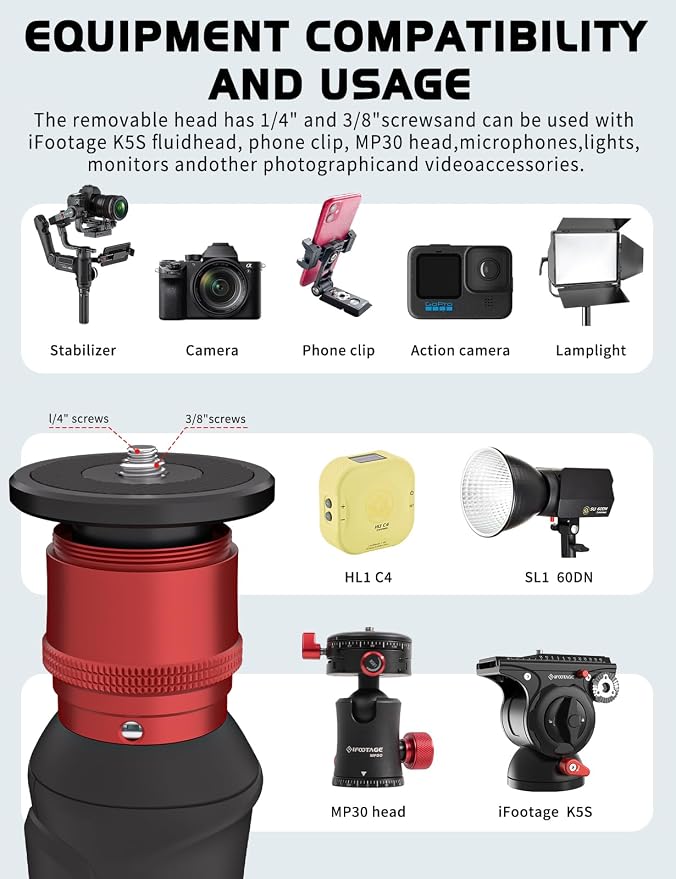 IFOOTAGE Cobra 3 A150S Strike Monopod, Pedal Locking Control, One-Step Rapid - Image 6