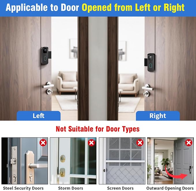 Anti-Theft Doorbell Mount for Blink, No-Drill Doorbell Door Mount Bracket Video - Image 3