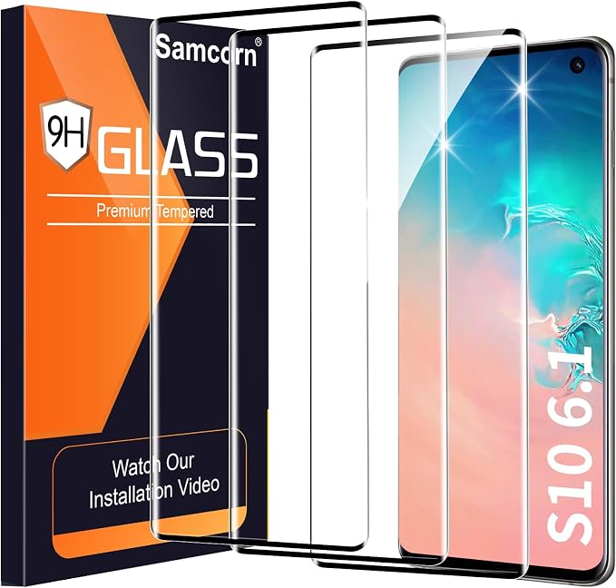 3 Pack Galaxy S10 Screen Protector, HD Clear Tempered Glass, Fingerprint Unlock by Unknown