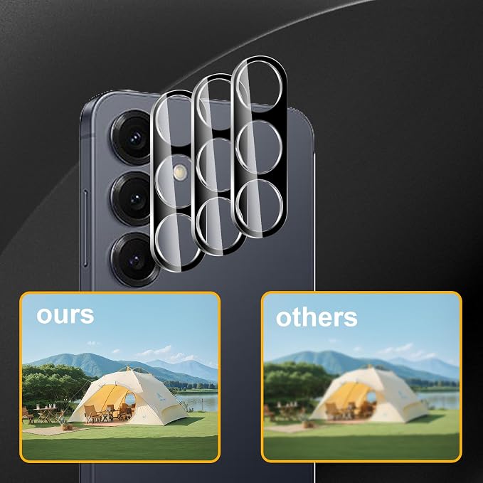 3 Pack Camera Lens Protector for Samsung Galaxy S25, Tempered Glass, - Image 6