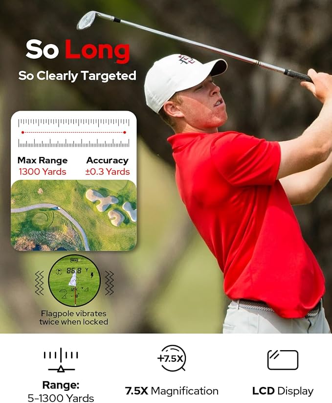 GF2 Golf Rangefinder with Slope, 1300 Yards Laser Range Finder, 7.5X - Image 5