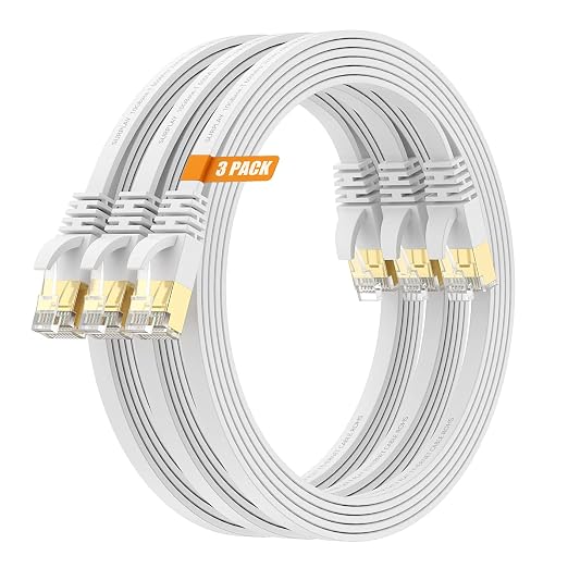 Cat7 Ethernet Cable 30FT-Flat-White-10Gbps Ultra Slim High Speed Double Shielded - Image 9
