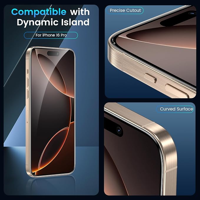 Fotbor for 3Pack iPhone 16 Pro Screen Protector - Image 6