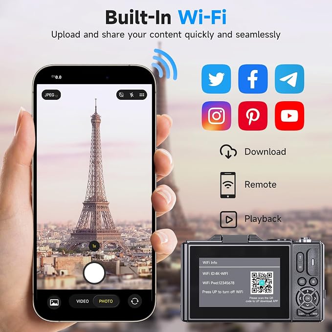 5K Vlogging Digital Camera for Beginners, 80MP Travel Camera for Photography - Image 3