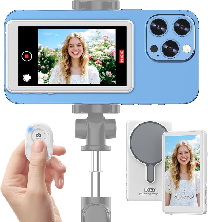 LUCKSKY Vlog Selfie Monitor Screen iPhone, 4K 60fps Recording, Wireless Screen by Unknown
