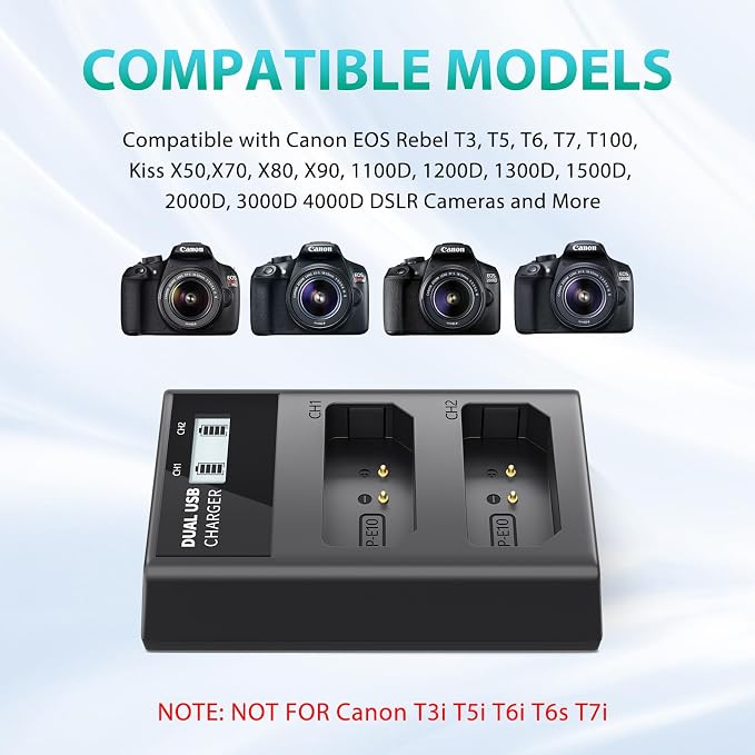 LP LP-E10 Battery Charger, LCD Dual Charger Compatible - Image 2