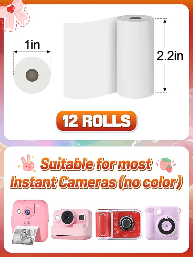 12 Rolls Kids Instant Camera Print Refill Paper - Image 5