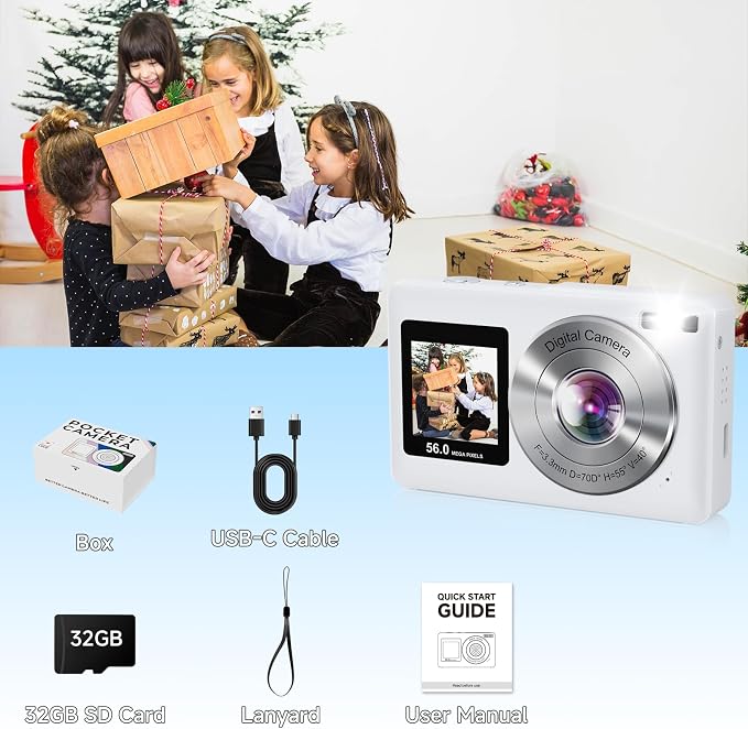 Digital Camera, 56MP 2.7K Dual-Screen Selfie Camera - Image 8