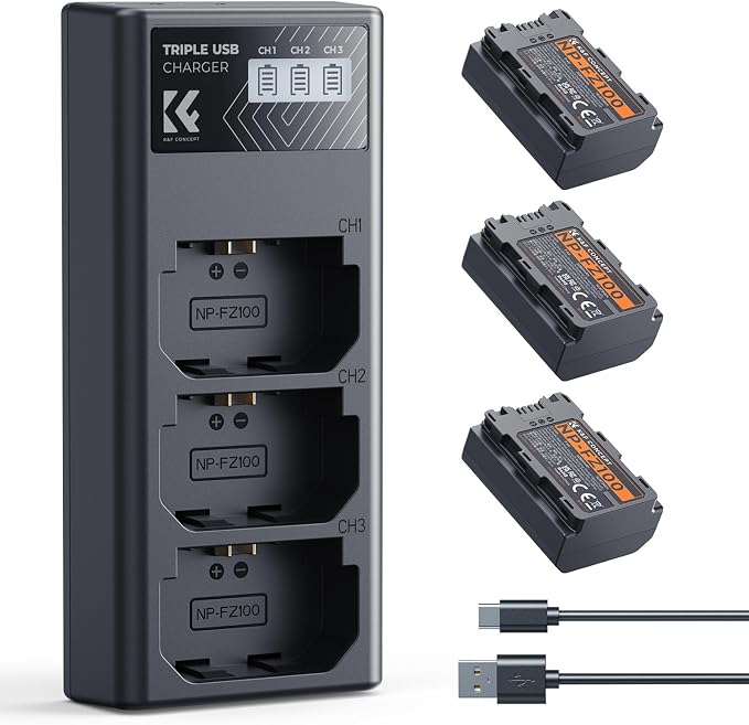 K&F Concept 3-Pack NP-FZ100 Battery and Upgraded LCD Battery Charger Compatible - Image 8