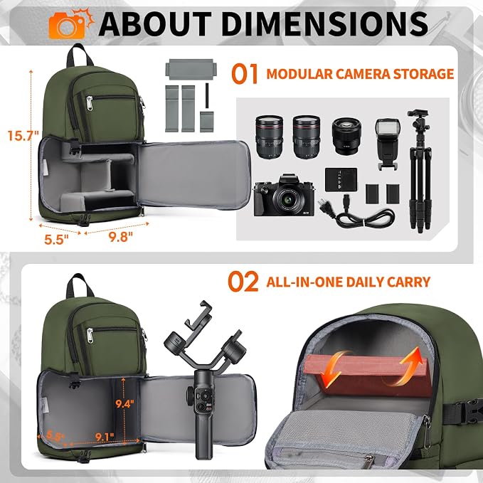 RAINSMORE Camera Bag, DSLR & Mirrorless Camera Sling Bag - Image 2