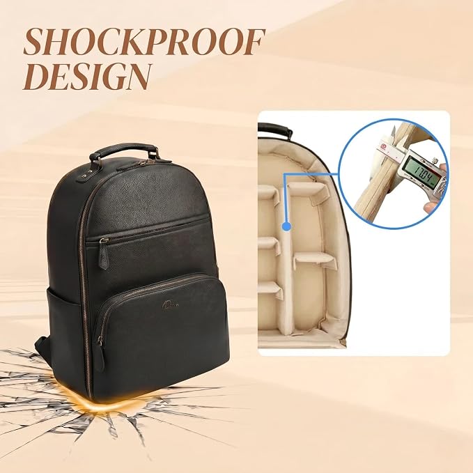 Camera Backpack Classic PU Leather - Image 4