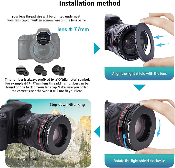 77mm Lens to 58mm Camera Lens Adapter, 77mm to 58mm Filter Step-Down Ring - Image 5