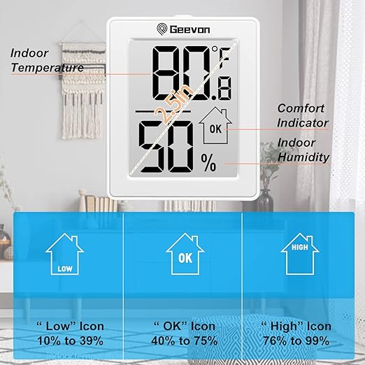 Geevon Indoor Thermometer Room Temperature Monitor, 3 Pack Temperature Humidity - Image 2