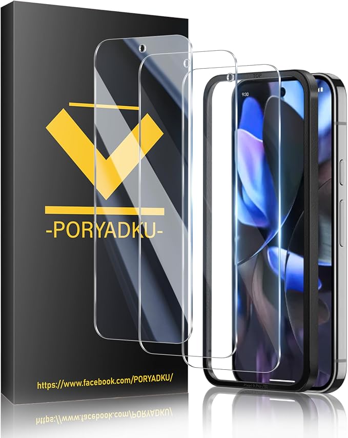 3 Pack for Google Pixel 9 Pro XL Screen Protector, 9H Tempered Glass, by PORYADKU