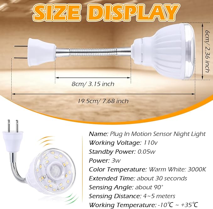 Yahenda 3 Pack Motion Activated LED Night Light Plug in Smart Dusk Dawn Sensor - Image 2