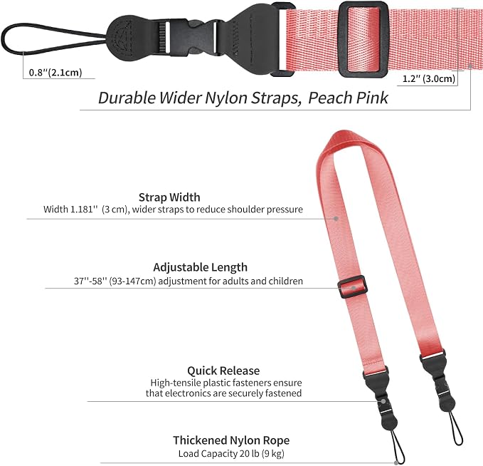 FIEIL Adjustable Shoulder Strap, Nylon Camera Strap, Comfortable Neck Strap - Image 6