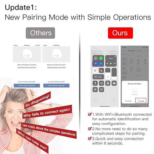 MOES 2.4GHz WiFi Wall Touch Smart Switch Neutral Wire Required, 3 Way - Image 2