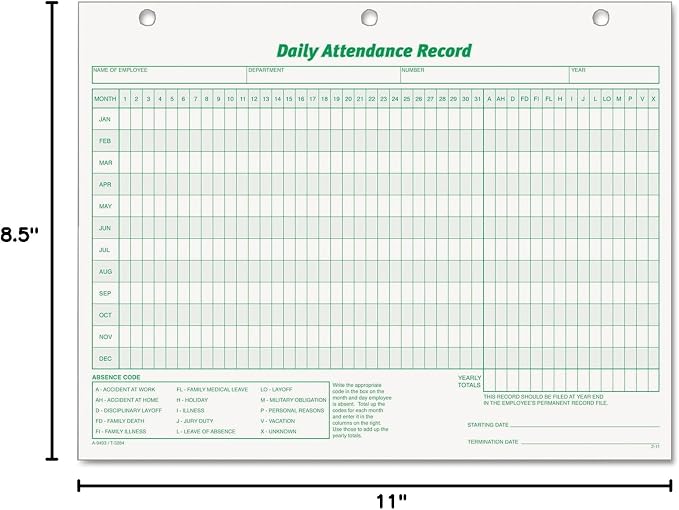 TOPS Daily Attendance Record, Loose-Leaf Style, 8.5 x 11 Inches, 50 Forms per - Image 3