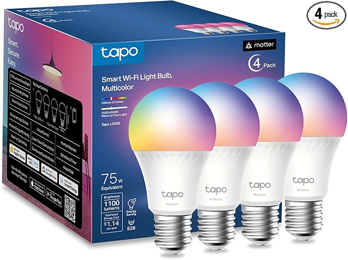 Tapo TP-Link Smart Light Bulbs, 1100 Lumens High Brightness, Matter-Certified by Tapo