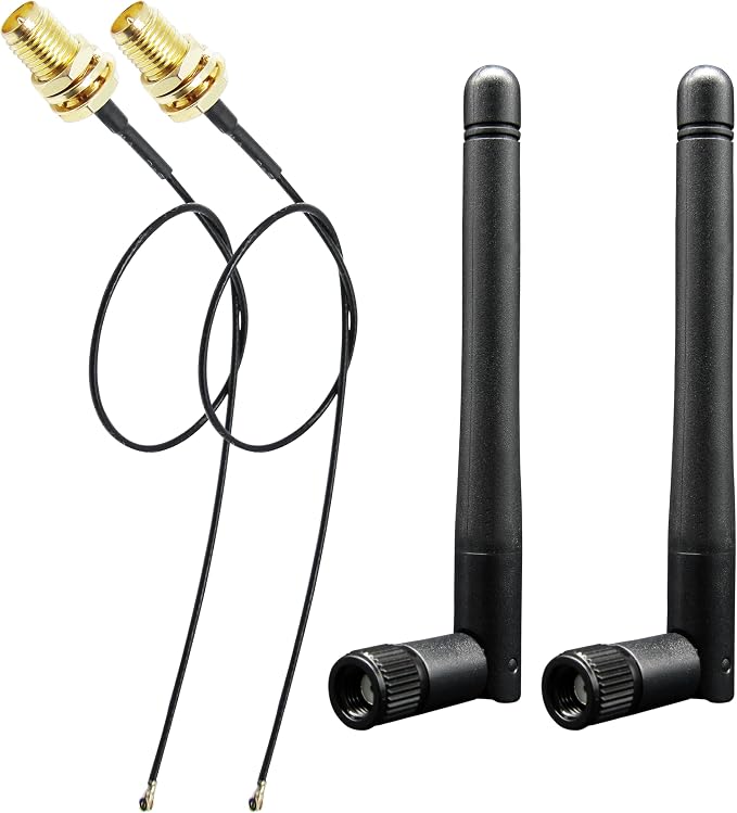 WiFi Bluetooth Antenna 2 Pack & Pigtail 2 Pack, 5Ghz 2.4Ghz 3dBi WiFi Card by Rydocyee