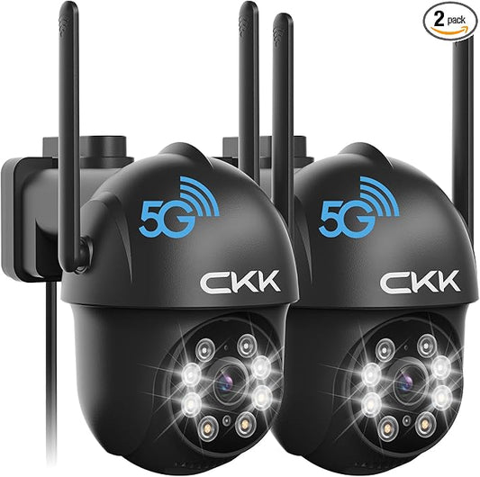 CKK 2K Security Camera Outdoor Corded Power, 360° Pan-Tilt, Color Night Vision by CKK